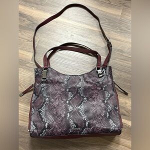 Vince Camuto Burgundy Snake Print Shoulder Bag